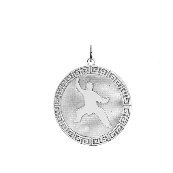 Customizable Sterling Silver Round Karate Pendant/Necklace from Rafi's Jewelry
