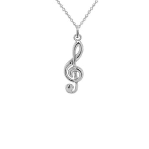 Sterling Silver Treble Clef Musical Note Pendant Necklace (Small) from Rafi's Jewelry