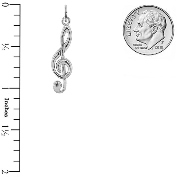 Sterling Silver Treble Clef Musical Note Pendant Necklace (Small) from Rafi's Jewelry