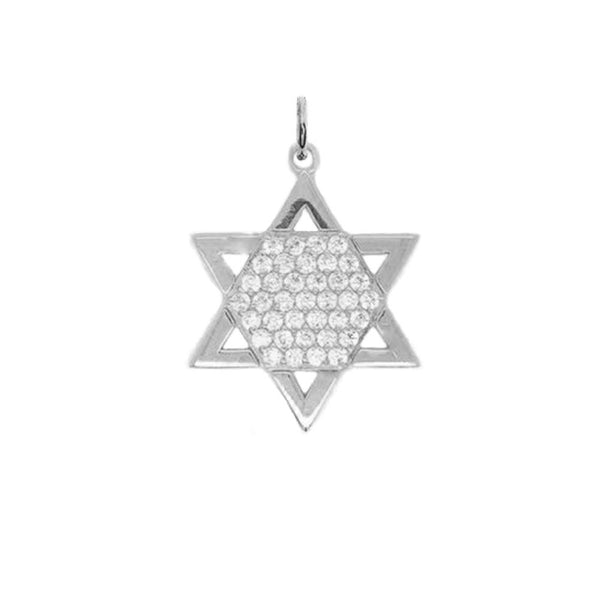 Sterling Silver Necklace with CZ Stones: Jewish Star of David Pendant from Rafi's Jewelry