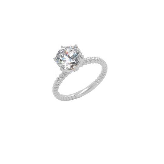 Twisted Rope 3ct. White Gold Engagement Ring with Round Cubic Zirconia Stone from Rafi's Jewelry