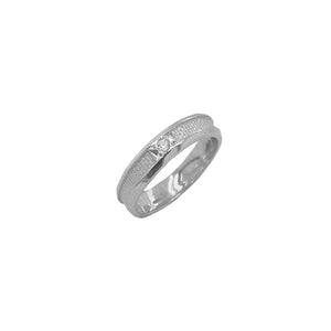 Contemporary Sterling Silver Wedding Band with Sparkling Diamond Detail from Rafi's Jewelry