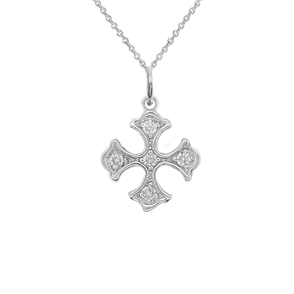 Heraldic Cross Pendant Necklace with CZ Charm from Rafi's Jewelry