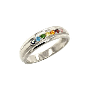 Sparkling Multicolor Stoned LGBTQ Pride Ring in Sterling Silver from Rafi's Jewelry