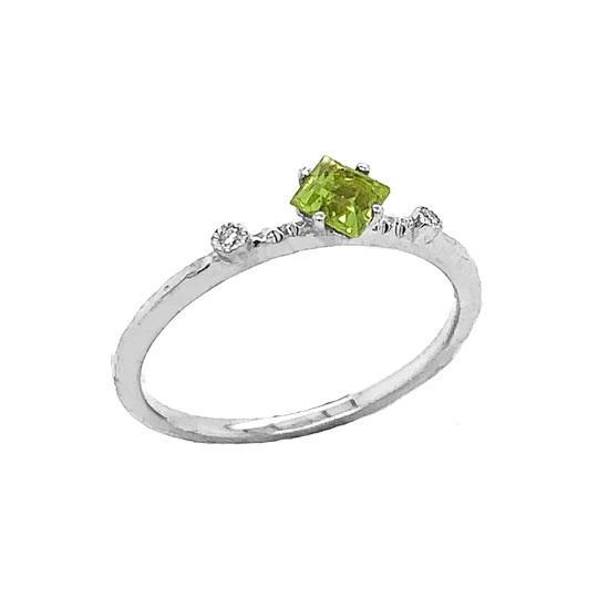 Twinkling Stars Princess Cut Peridot and Diamond Stackable Ring from Rafi's Jewelry