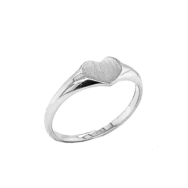 Dainty Sterling Silver Heart Signet Ring with Satin Finish from Rafi's Jewelry