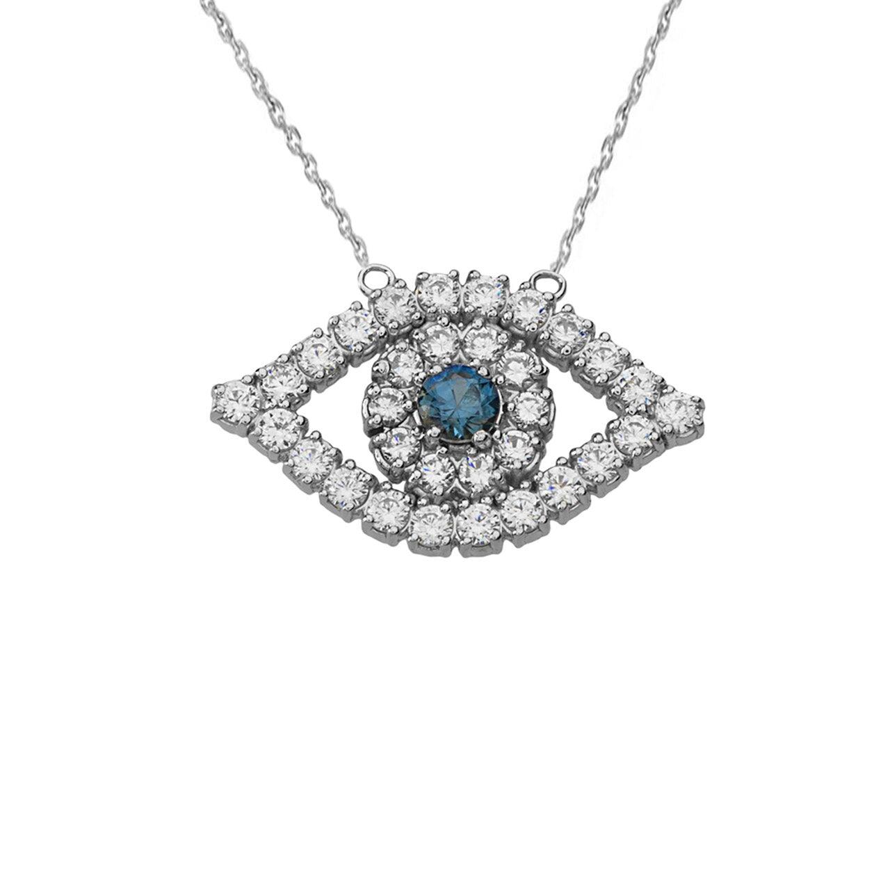 Diamond Evil Eye Necklace In Solid Gold from Rafi's Jewelry
