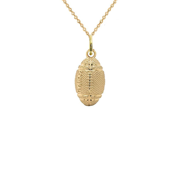 Gold American Football Pendant Necklace with Intricate Design from Rafi's Jewelry