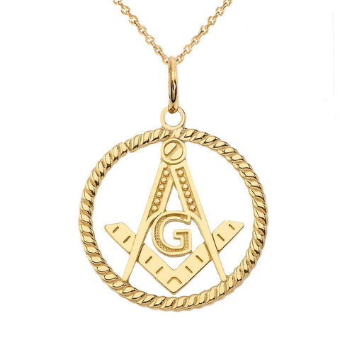 Masonic Symbol Gold Pendant Necklace from Rafi's Jewelry