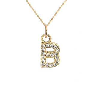 Dainty Solid Gold Initial Pendant Necklace with Diamond Accents from Rafi's Jewelry