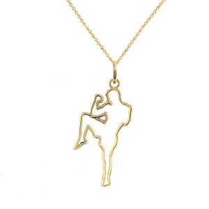 Personalized Solid Gold Karate Sports Charm Pendant Necklace from Rafi's Jewelry