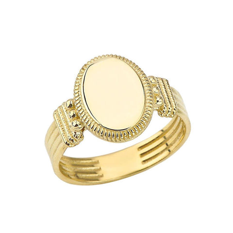 Modern Gold Signet Ring for Him or Her - Timeless Style and Elegance from Rafi's Jewelry