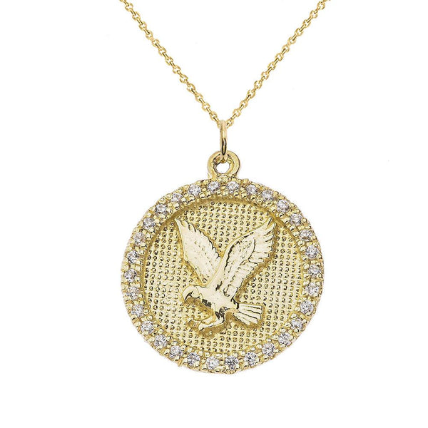 10k Gold American Eagle CZ Pendant Necklace from Rafi's Jewelry