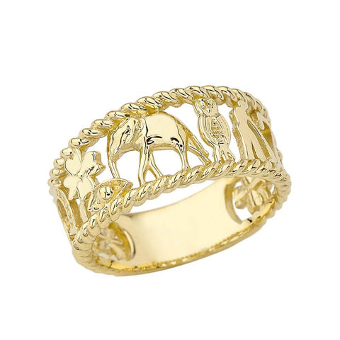 Lucky Elephant Rope Ring in Solid Gold (Yellow, Rose or White) from Rafi's Jewelry