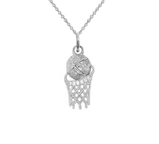 Sterling Silver Basketball Pendant Necklace with Diamond Accents from Rafi's Jewelry