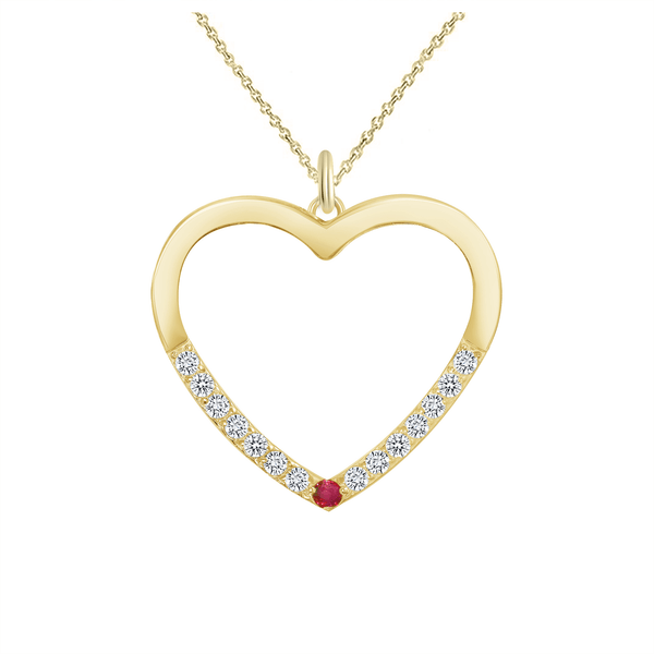 Ruby and Diamond Heart Pendant/Necklace in Solid Gold from Rafi's Jewelry