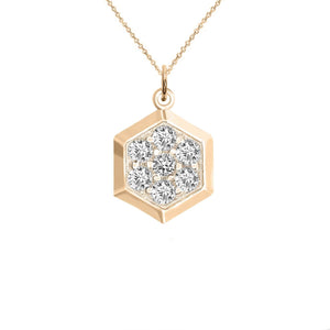 Honeycomb Hexagonal Cubic Zirconia Necklace in Solid Gold from Rafi's Jewelry