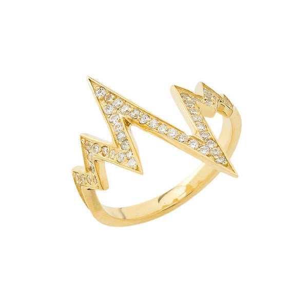 Heartbeat CZ Cardiogram Statement Ring in Solid Gold from Rafi's Jewelry